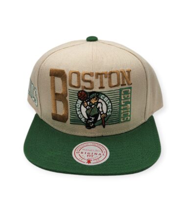 Mitchell & Ness Boston Celtics Speed Zone Off White/Green Adjustable Snapback Hat Cap