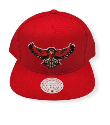 Mitchell & Ness Atlanta Hawks Team Ground 2.0 Red/Vintage Logo Adjustable Snapback Hat Cap