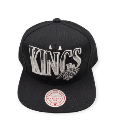 Mitchell & Ness Los Angeles Kings Line Work Black Adjustable Snapback Hat Cap