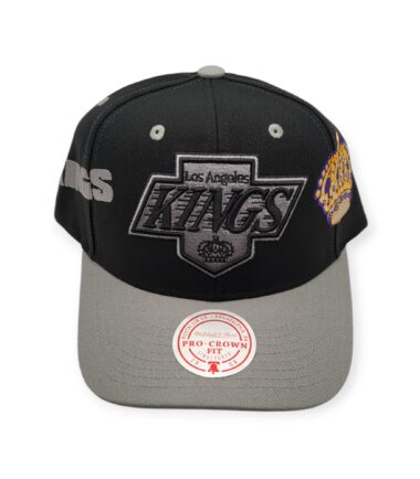 Mitchell & Ness Los Angeles Kings Overbite Pro Black/Grey Adjustable Snapback Hat Cap