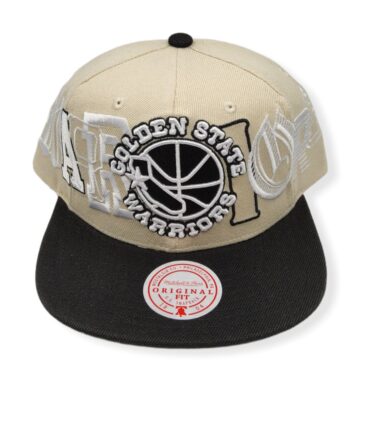Mitchell & Ness Golden State Warriors Hype Type Hardwood Classics Cream Adjustable Snapback Hat Cap