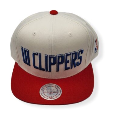 Mitchell & Ness Los Angeles Clippers XL Logo 2T White/Red Adjustable Snapback Hat Cap