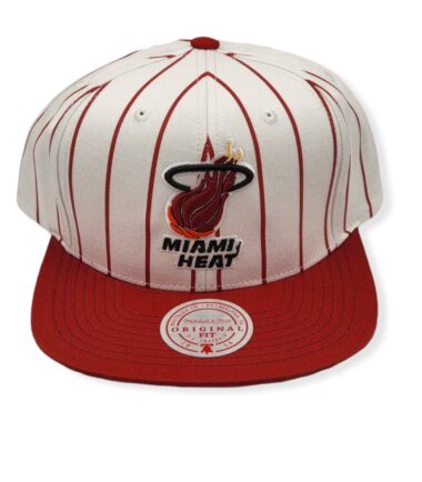Mitchell & Ness Miami Heat Retro Pinstripe White Adjustable Snapback Hat Cap