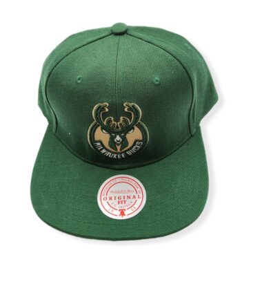 Mitchell & Ness Milwaukee Bucks Core Basic Green Adjustable Snapback Hat Cap