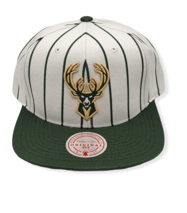 Mitchell & Ness Milwaukee Bucks Retro Pinstripe Adjustable Snapback Hat Cap