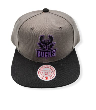 Mitchell & Ness Milwaukee Bucks Neon Lights Hardwood Classics Grey/Black Adjustable Snapback Hat Cap