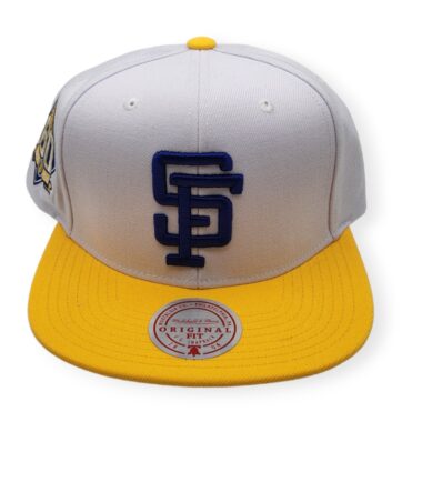 Mitchell & Ness San Francisco Giants Hometown Coop White/Yellow Adjustable Snapback Hat Cap