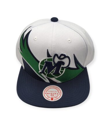Mitchell & Ness Dallas Mavericks Waverunner White/Navy/Green Adjustable Snapback Hat Cap