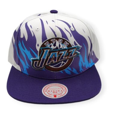 Mitchell & Ness Utah Jazz Hot Fire White/Purple Adjustable Snapback Hat Cap
